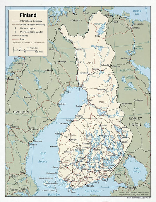 Finland: Large Political Map 24x31 - Roads & Cities