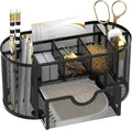 SUPEASY Mesh Desk Organizer 9-Compartment Pen Holder - Compact Desk
