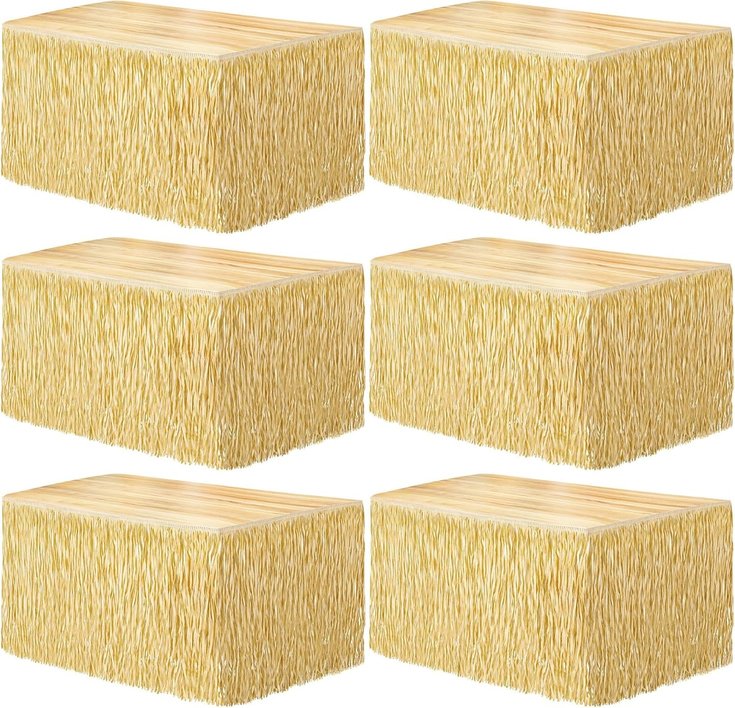 Fovths Luau Grass Table Skirt Fringe for Tropical Parties