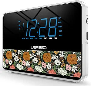 LERSGO Bedside Digital Radio Alarm Clock with USB Charger