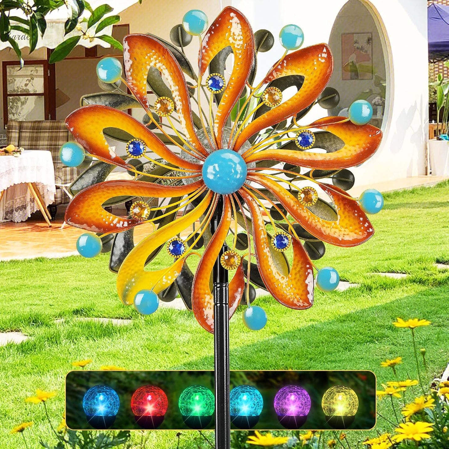 Wind Spinners for Yard and Garden - Kinetic Art with Solar Light