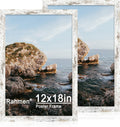 12x18 Picture Frame Set of 2 - Distressed White Wood Frames for Wall