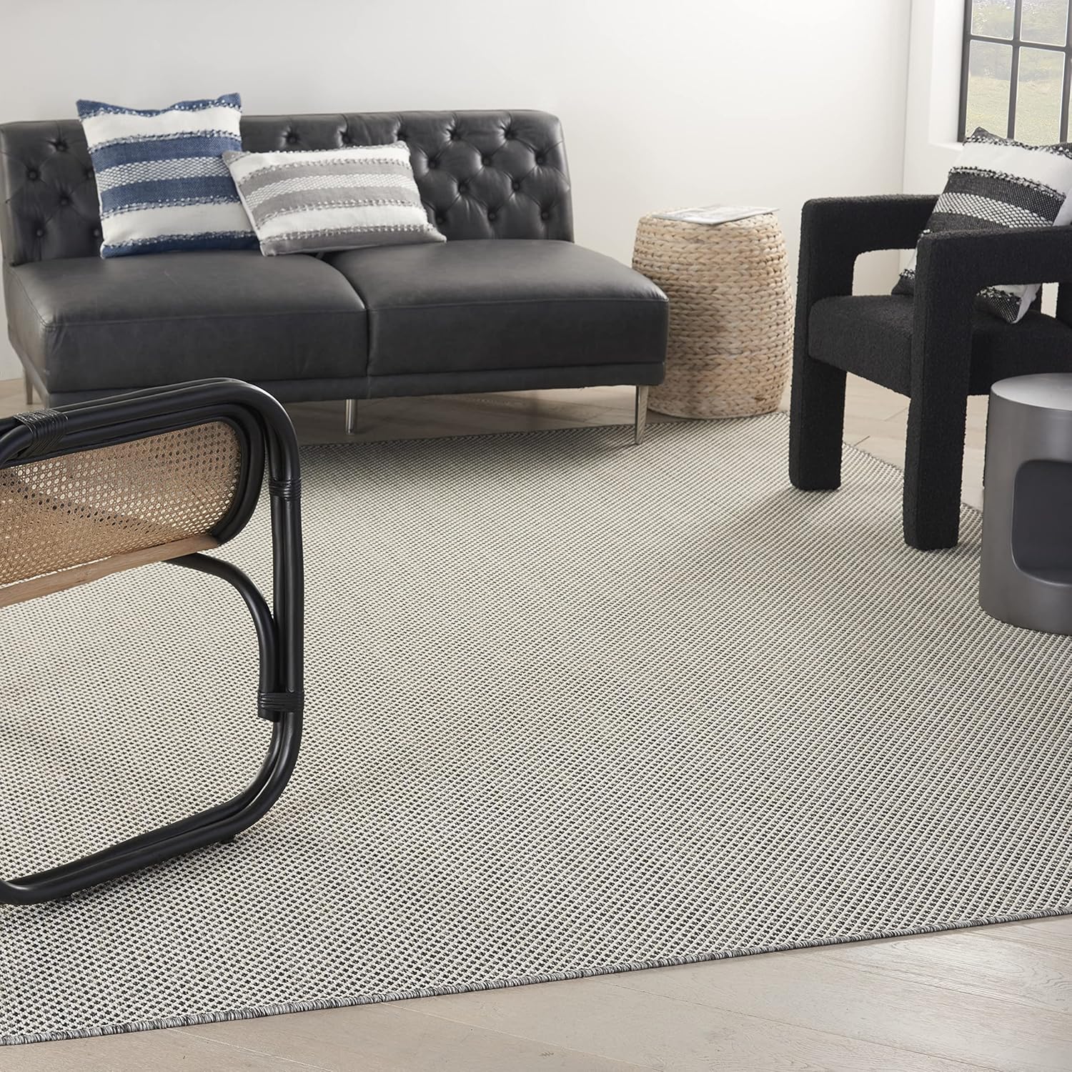 Nourison Home Courtyard Modern Area Rug 10ft x 14ft in Ivory Charcoal