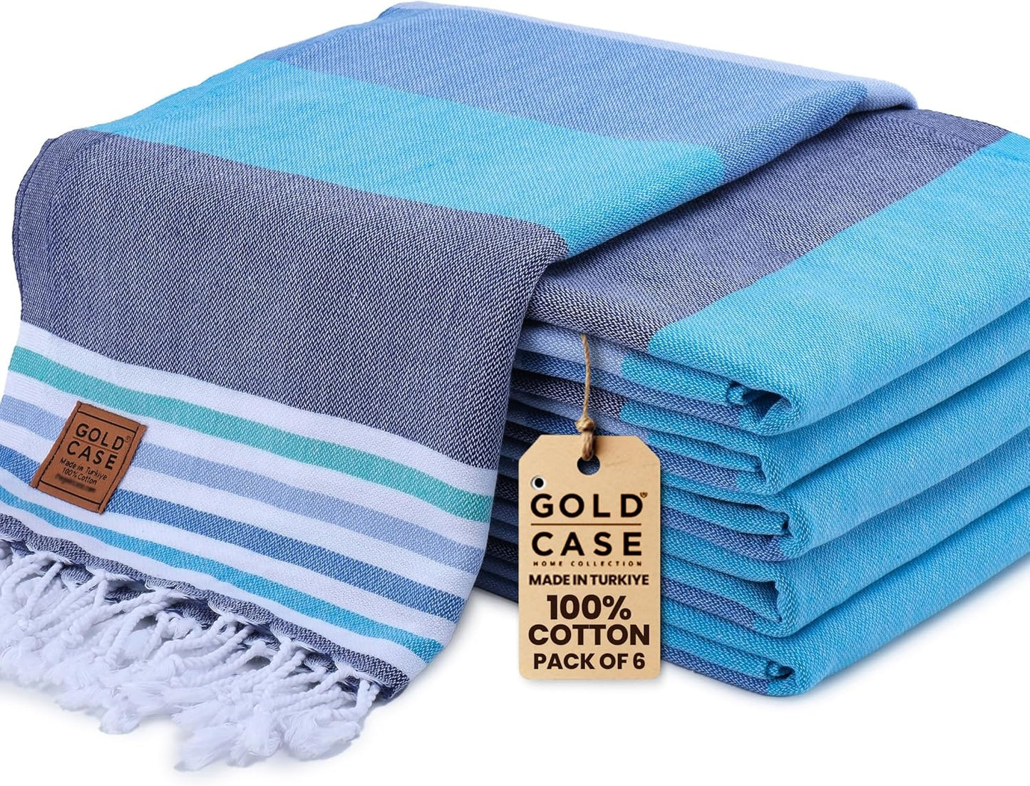 Turkish Beach Towel Set of 6 - Quick Dry & Sand Free Towels