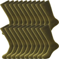 10 Pairs Men Military Socks Green Crew Boot Socks - Warm, Durable