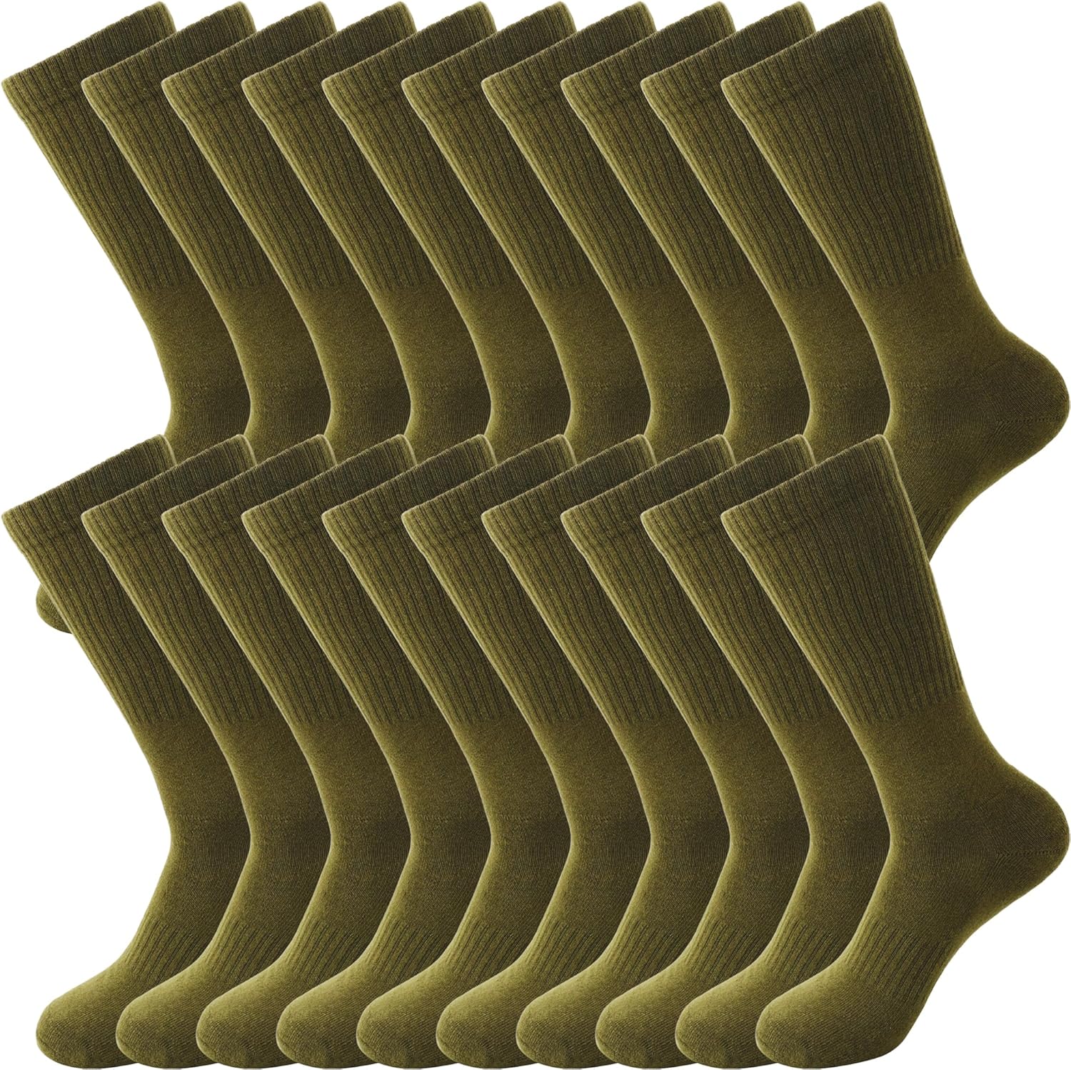 10 Pairs Warm Military Green Crew Socks for Heroes by Skyebed