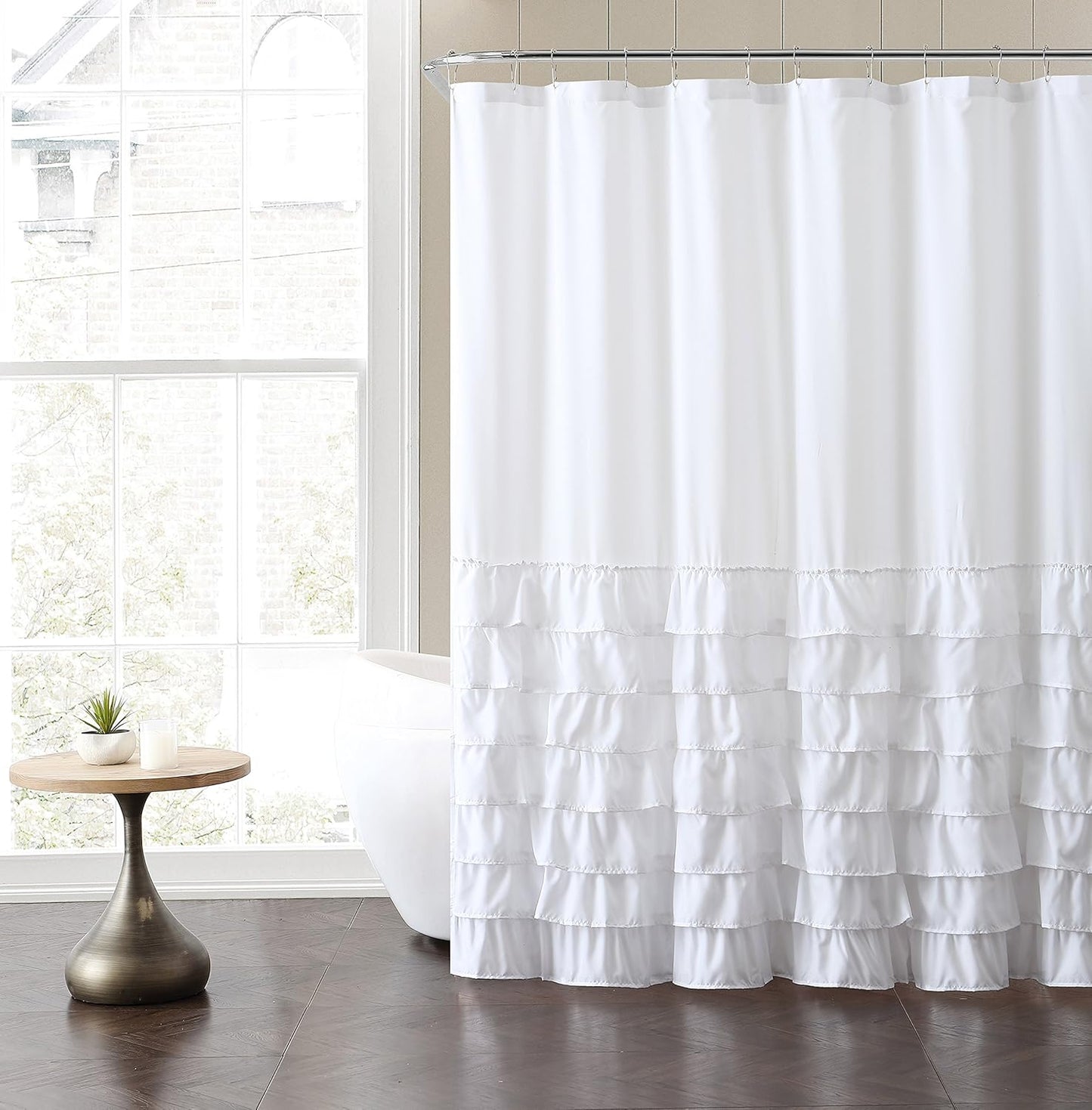 Chic Ruffled Fabric Shower Curtain - Melanie Collection