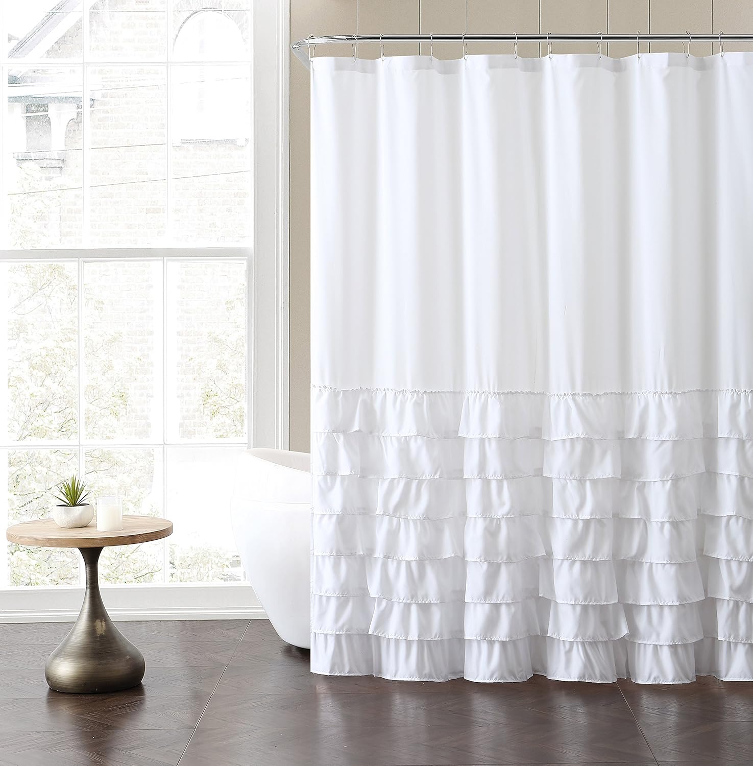 Chic Ruffled Fabric Shower Curtain - Melanie Collection