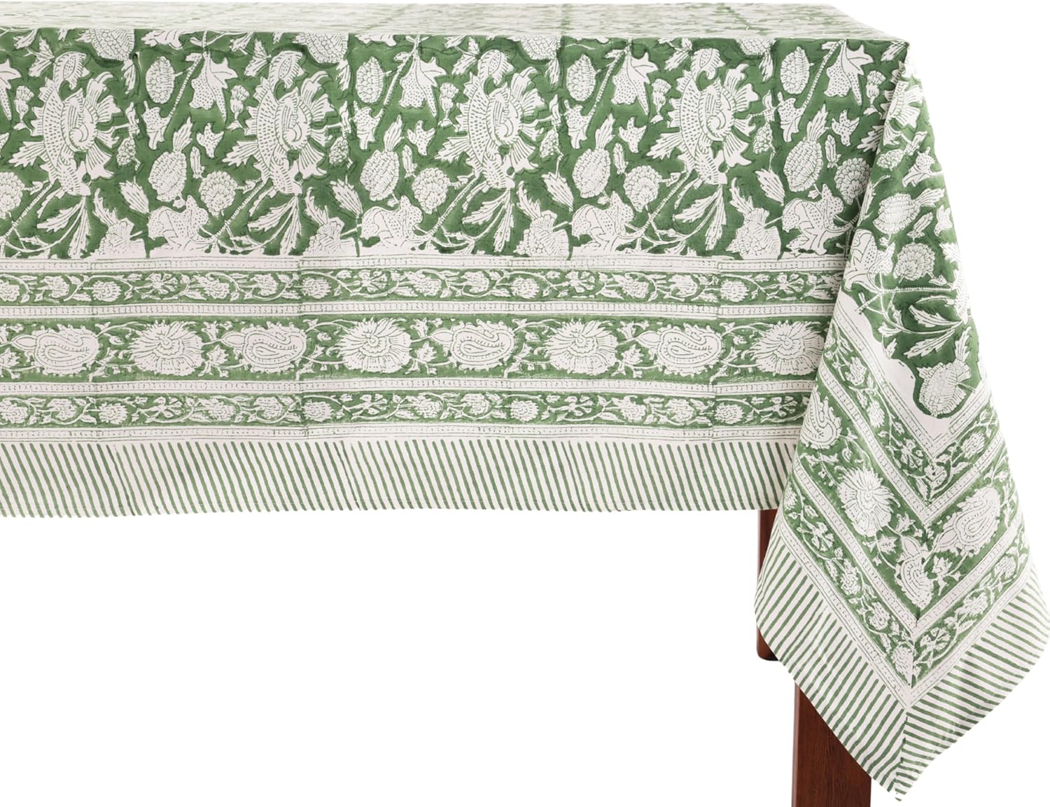 Meraki Green 100% Cotton Tablecloth for Elegant Dining Events