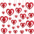 Wine Red 3D Glitter Heart Garland - Party Perfect!