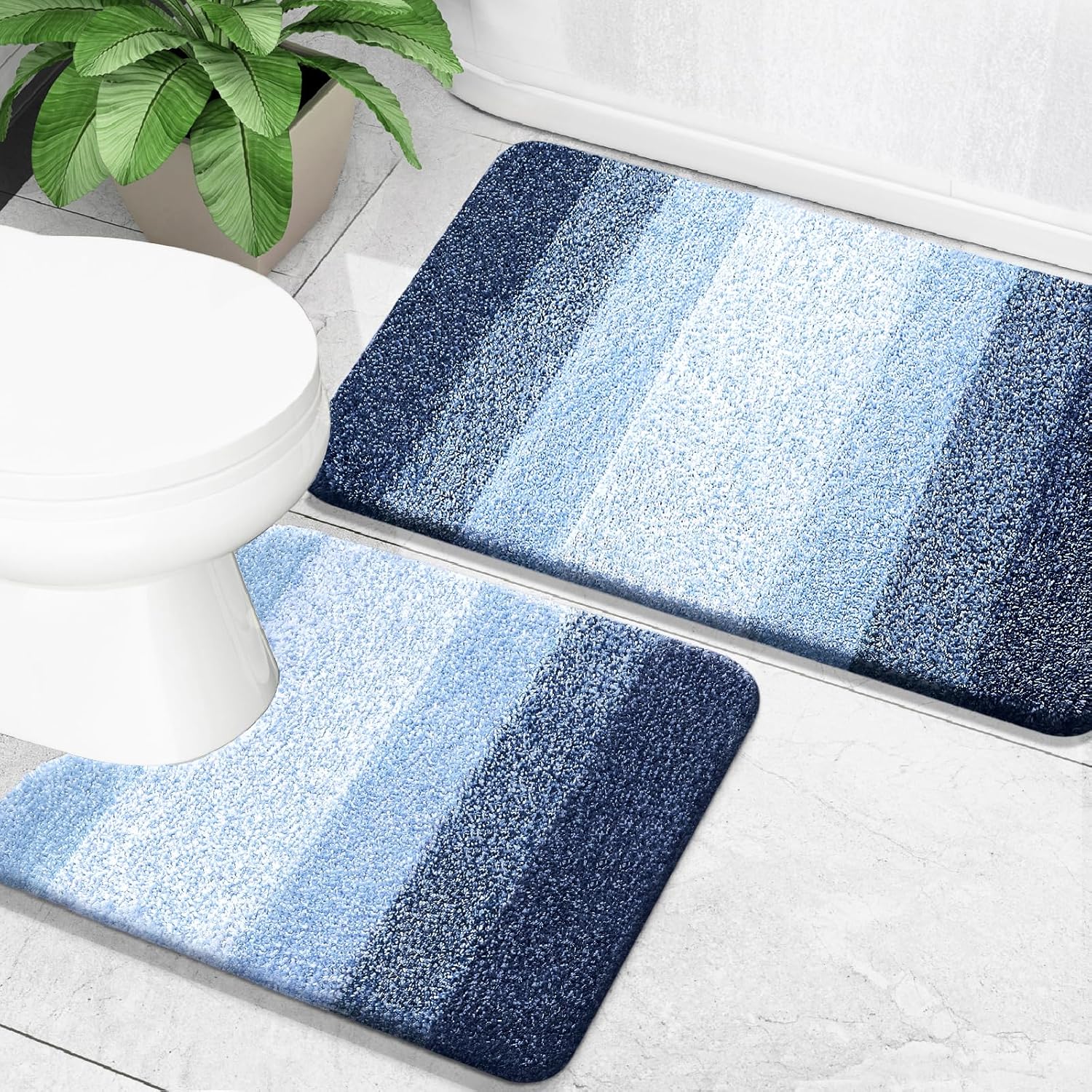 OLANLY Bathroom Rug Set 2 Piece, Soft Microfiber Mats for Comfort