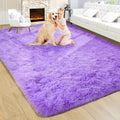Fluffy Purple Rug for Living Room 6x9 - Thick Plush Shag Comfort