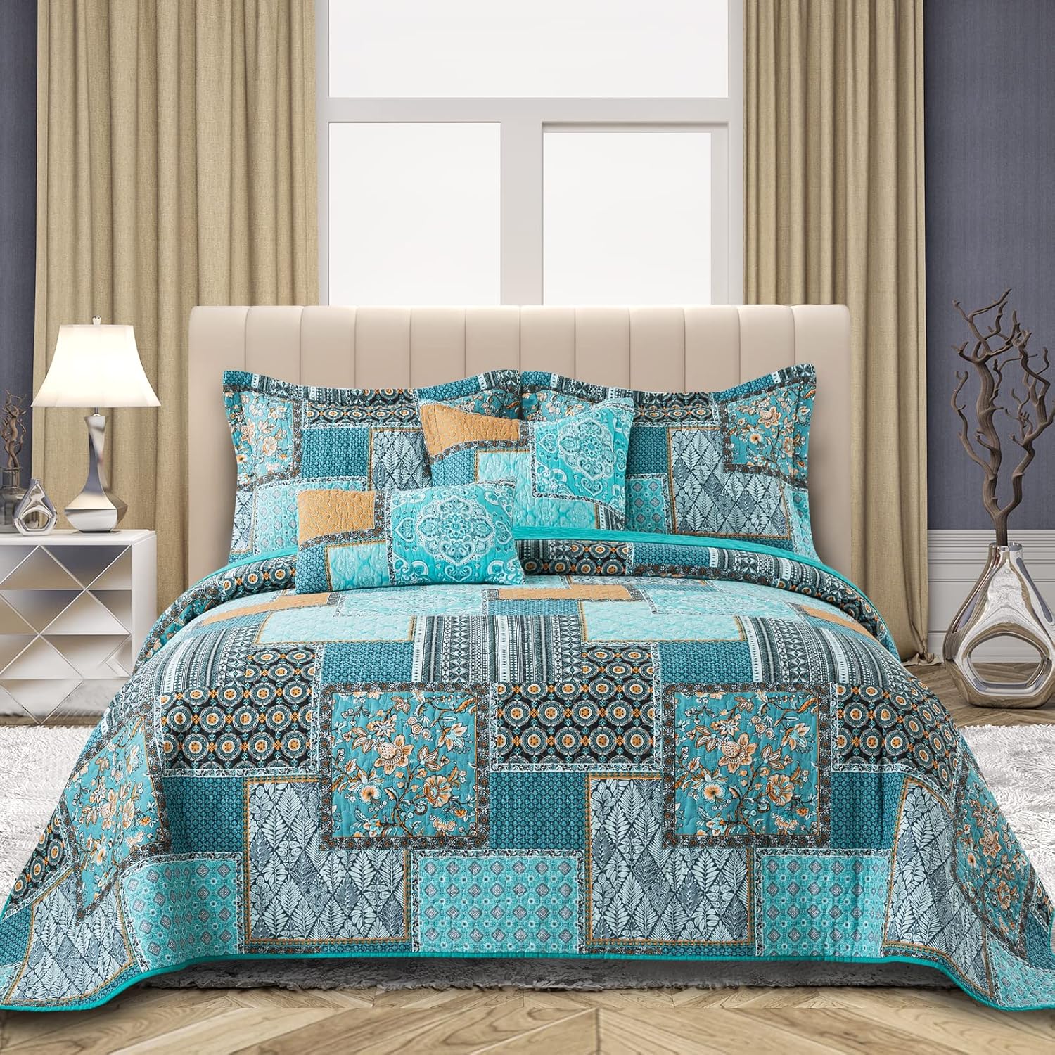 VAPUTAR Cotton Quilt Queen Size Bedding Set for Cozy Bedrooms
