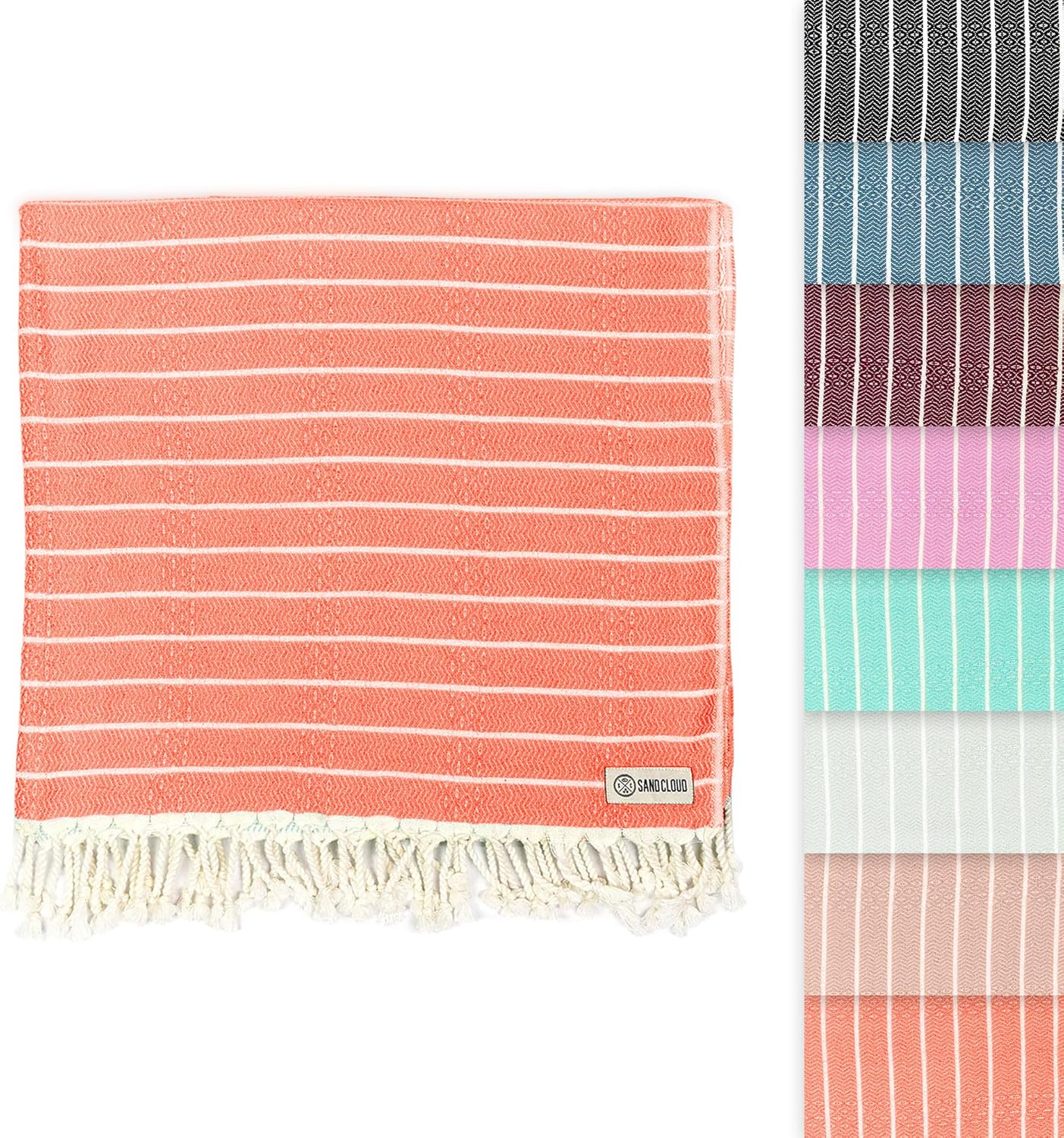 Sand Cloud Turkish Beach Towel - Quick Dry & Sand Proof Coral