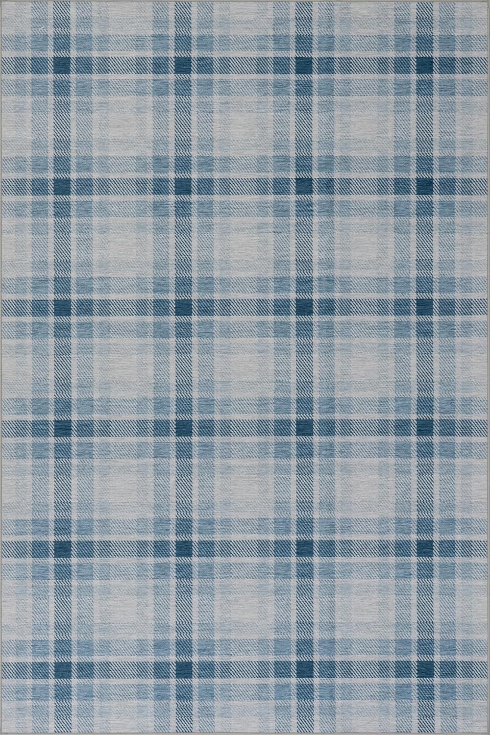 Andri Plaid Blue Machine Washable Rug for Modern Homes