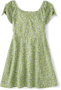 Girls' Plaid Stretch Jacquard Short Sleeve Dress for Kids