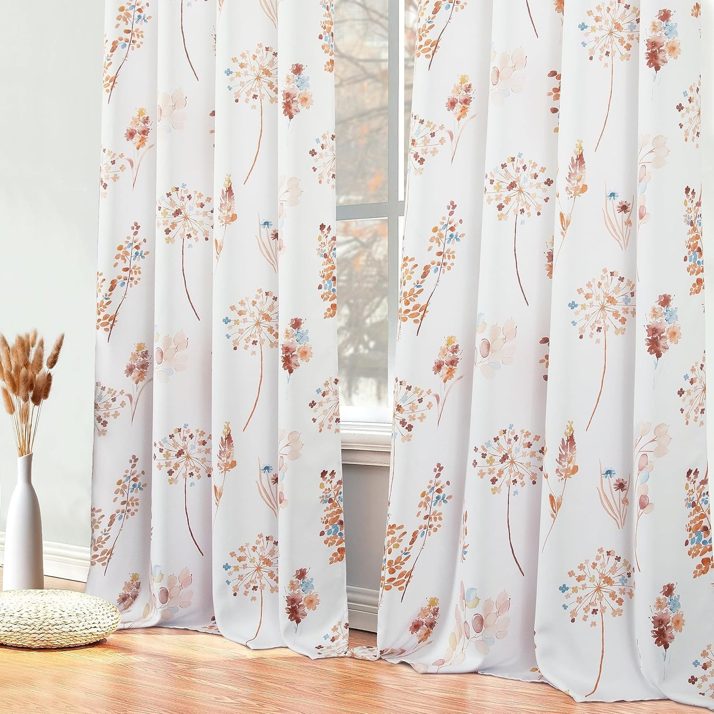 XTMYI Terracotta Orange and Blue Boho Blackout Curtains Set