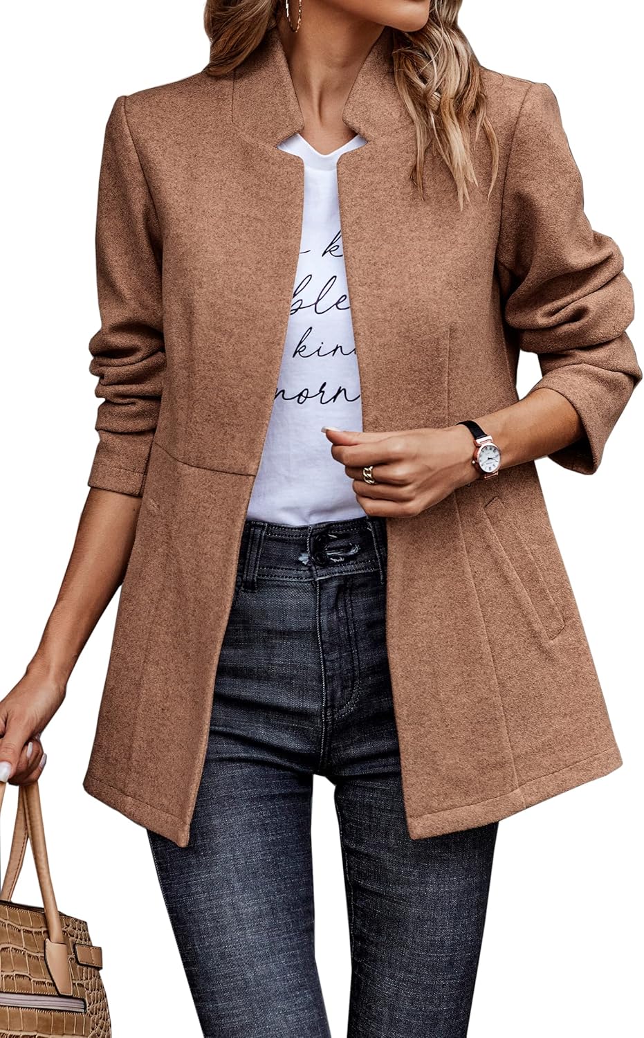 CCTOO Women's Casual Open Front Blazer for Stylish Office Wear