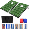 Cornhole Set with Football Field Design - Portable Tailgate Boards