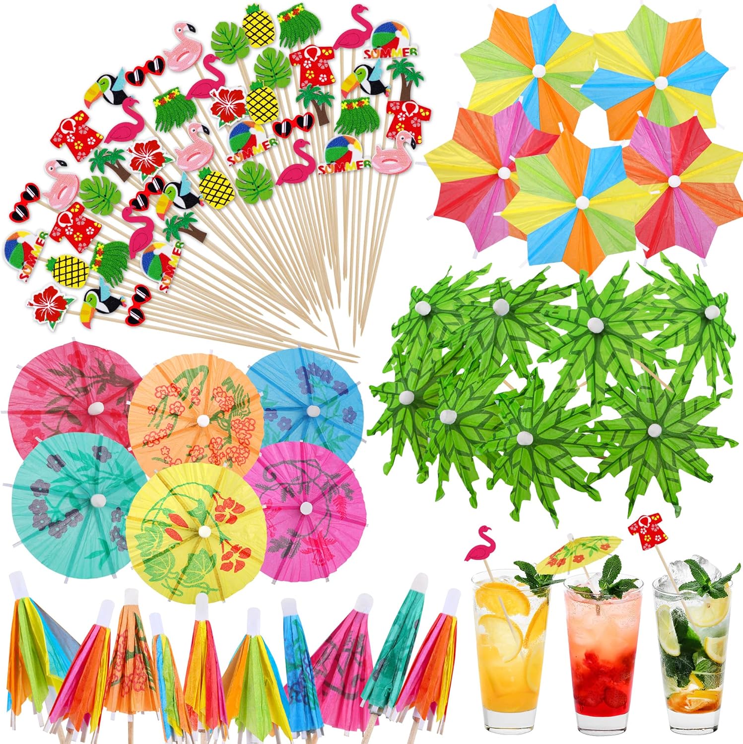 Tropical Luau Party Picks Set - 210 Pieces