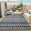Boho Outdoor Plastic Straw Rug 6x9 Waterproof for Patio Use