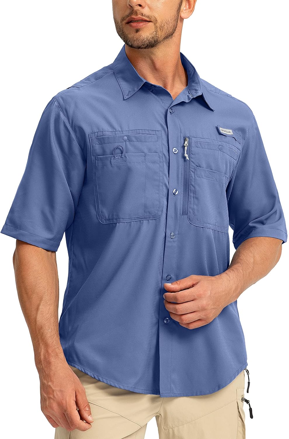 Men's Fishing Shirts with Zipper Pockets for Outdoor Comfort