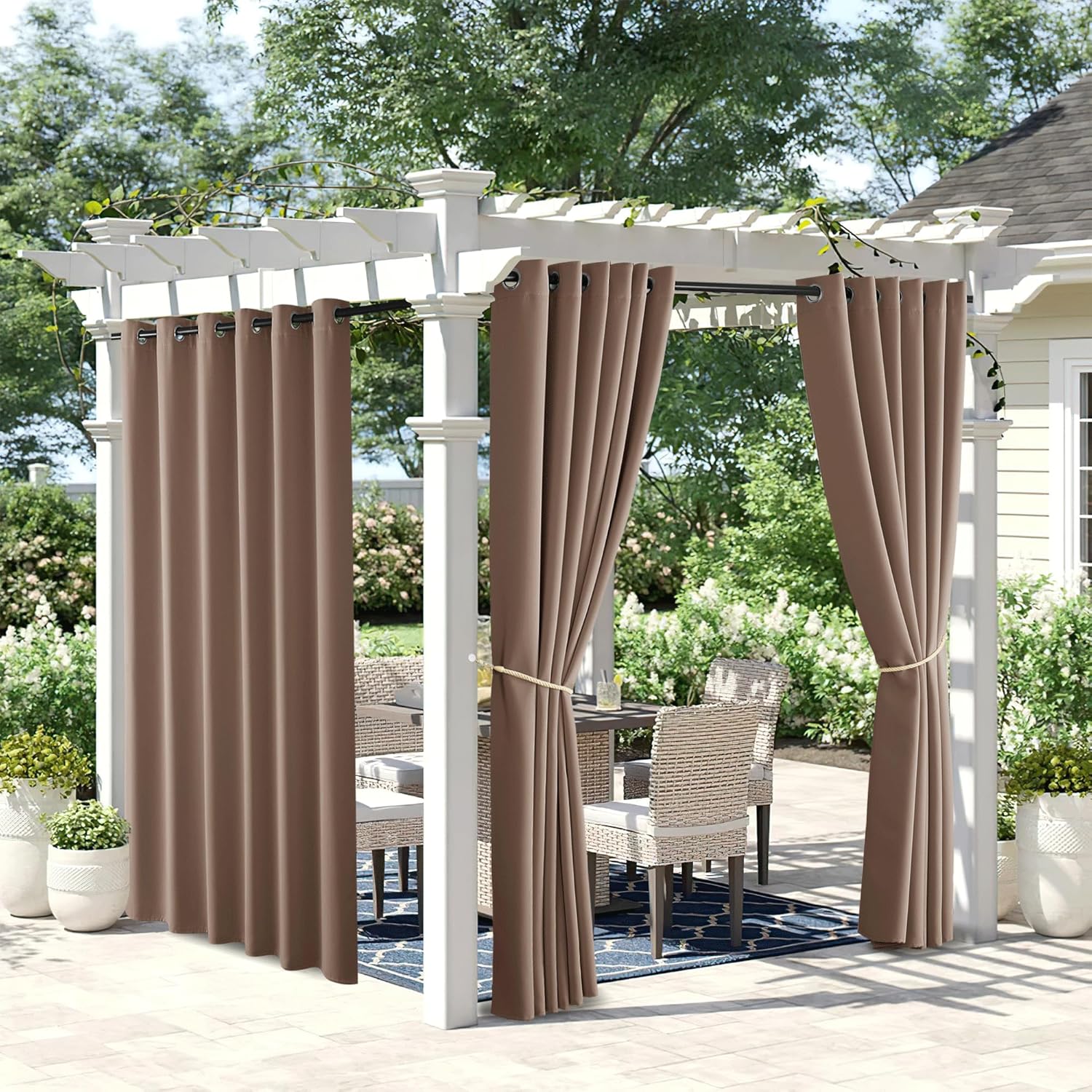 NICETOWN 84in Waterproof Patio Curtains for Outdoor Privacy