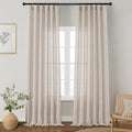 Linen Curtains 132 in Length 2 Panels Semi Sheer - Floor to Ceiling