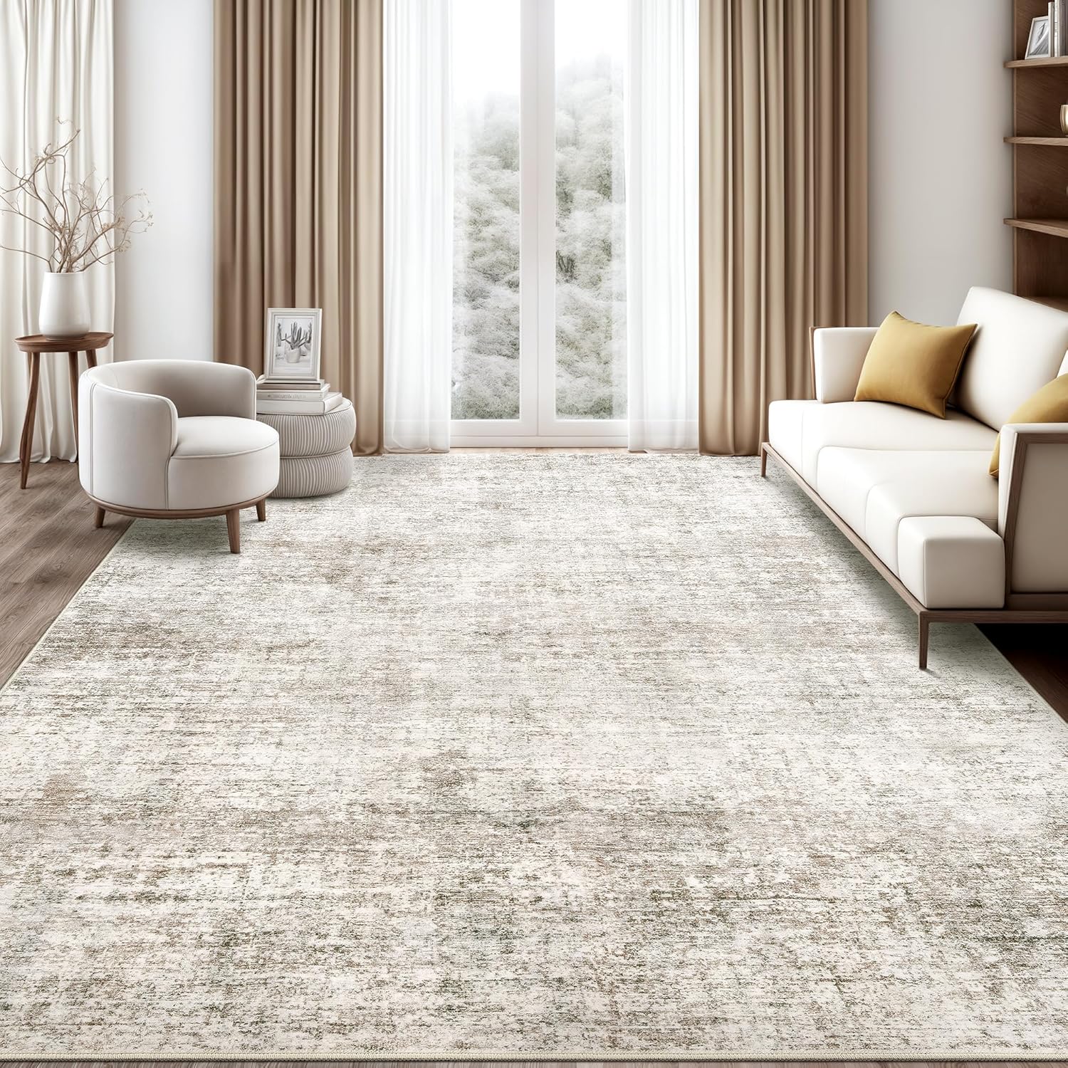 8x10 Washable Area Rugs - Non-Slip Abstract Design for Home