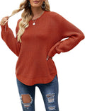 MEROKEETY Women's Fall Waffle Knit Sweater - Casual Cozy Crew Neck