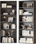 6-Tier 70 in Tall Bookshelves Set of 2 - Compact Rustic Storage