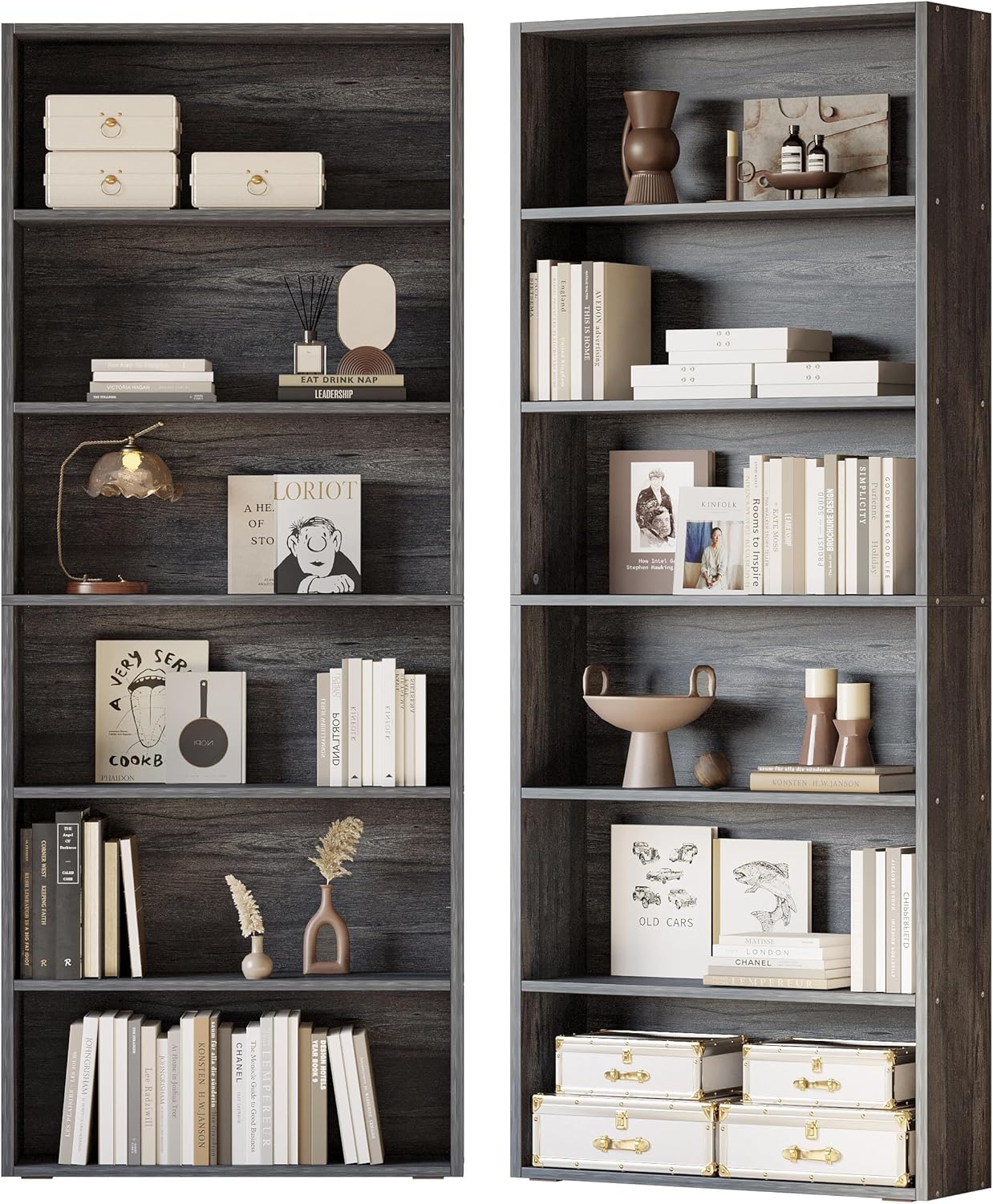 IRONCK 6-Tier Tall Bookcase for Home Office and Living Room
