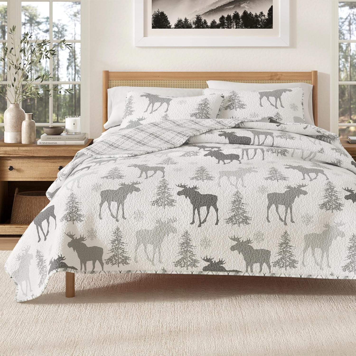 Lodge Bedspread King Size Quilt Set for Rustic Home Decor