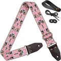 Vintage Pink Spades Guitar Strap - Top Grain Leather Ends
