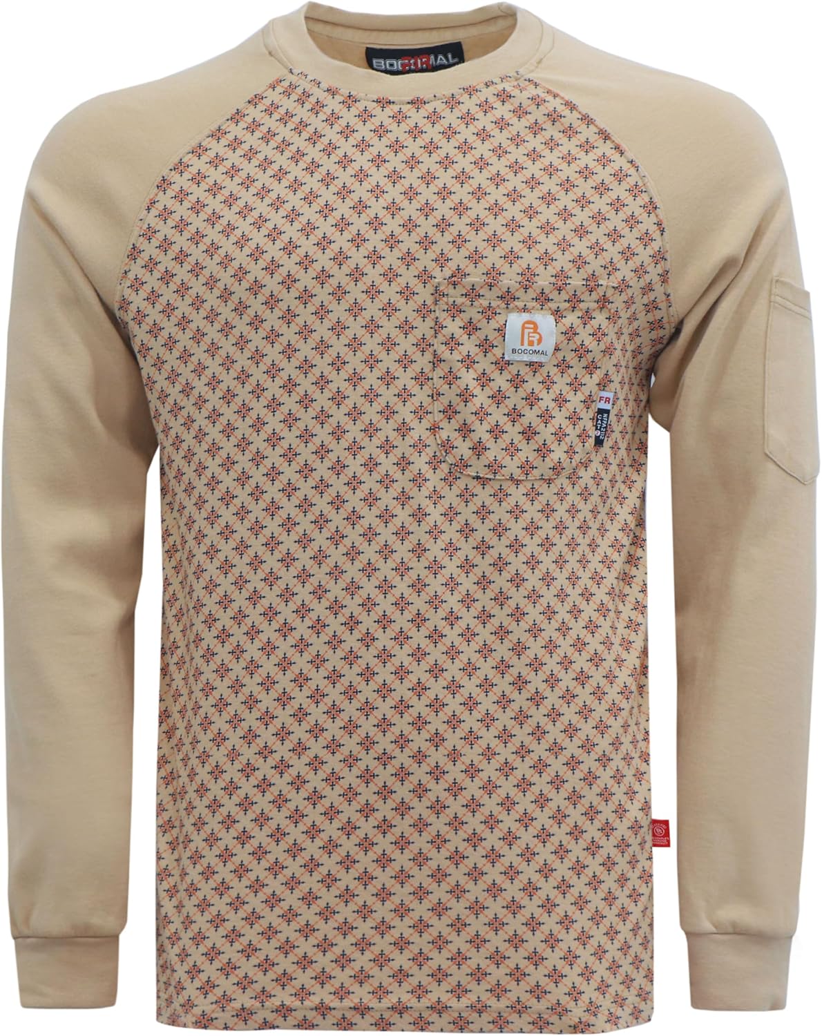 BOCOMAL FR Shirts Crewneck Midweight Flame Resistant Work Shirt