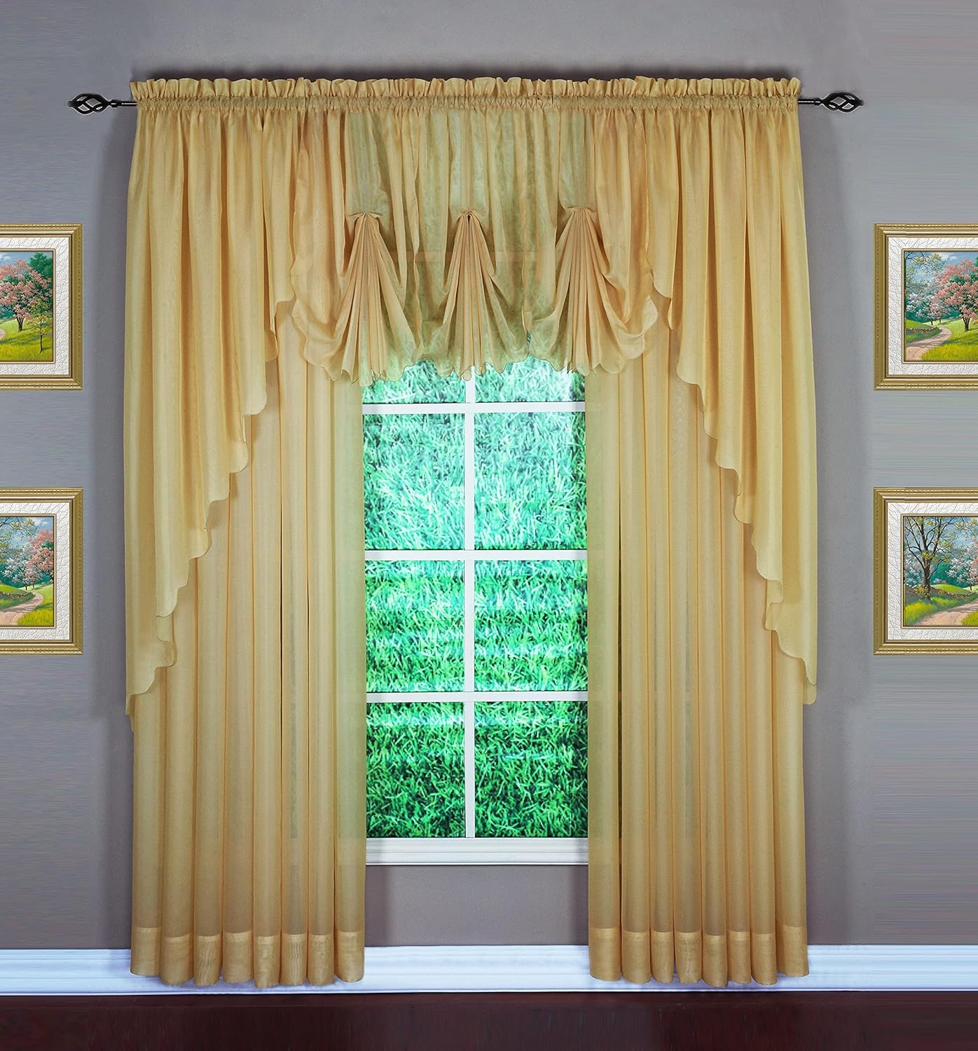 Emelia Original Voile Panel 108 in Gold for Elegant Windows