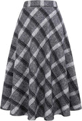 Long Plaid Wool Skirt for Womens - High Waist Ankle-Length Warm