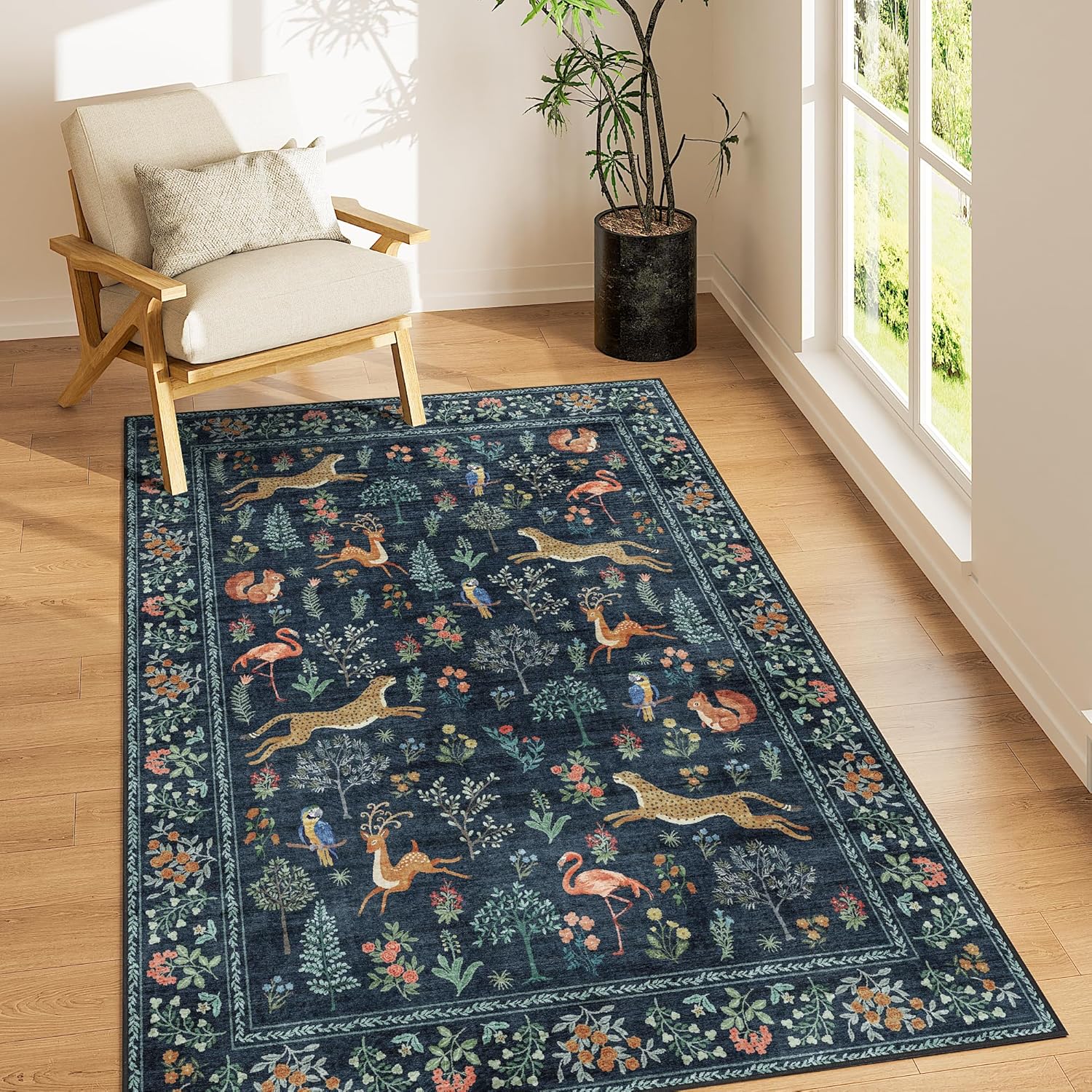 DUKINO 3x5 Washable Animal Area Rug for Cozy Interiors