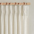 Pinch Pleated Linen Curtains 84 in Length 2 Panels Set - Light