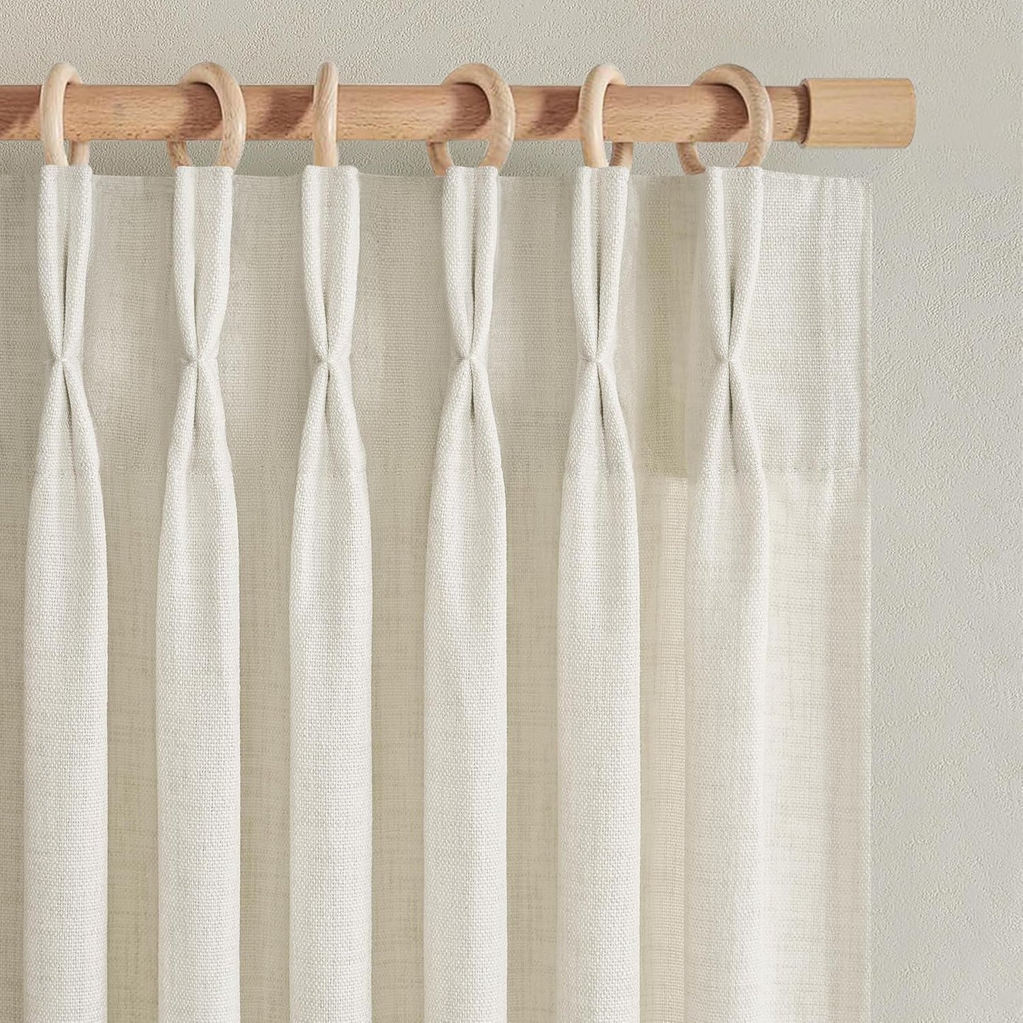Pinch Pleated Linen Curtains 84 Inch Length for Living Room