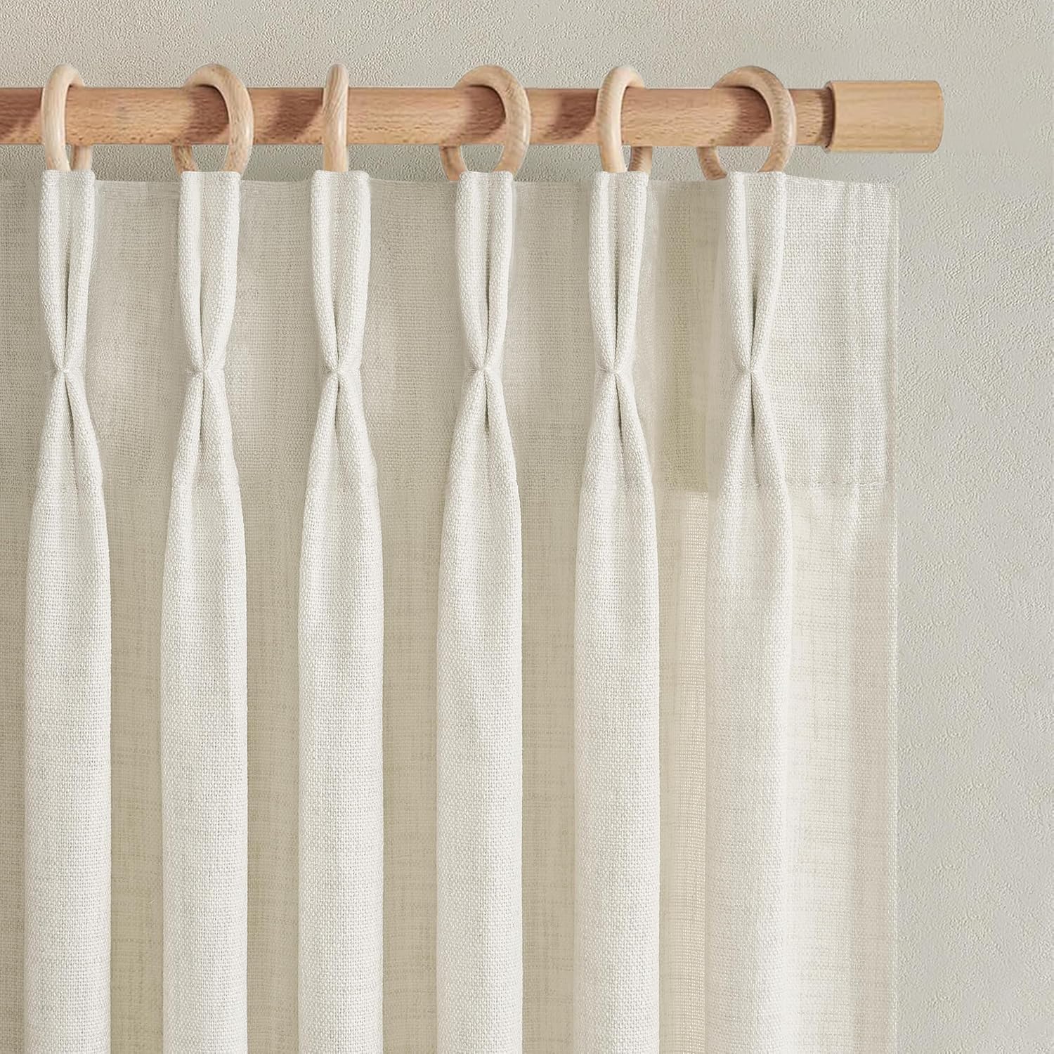 Pinch Pleated Linen Curtains 84 Inch Length for Living Room