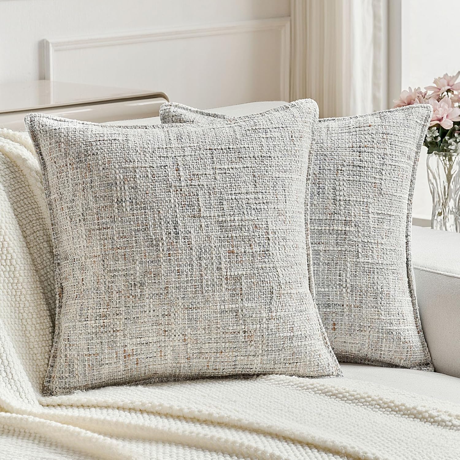 FUTEI Grey Decorative Throw Pillow Covers for Modern Home Decor