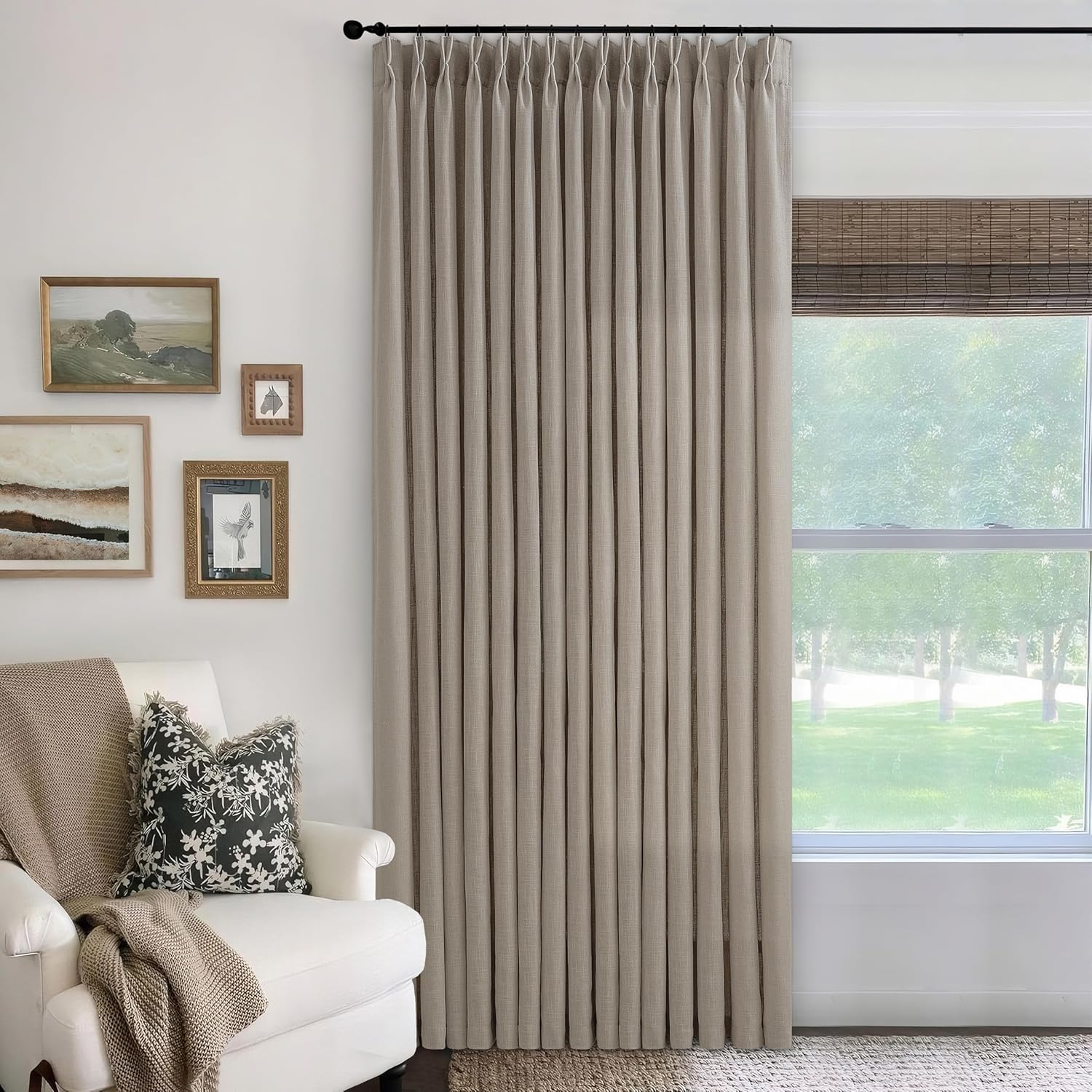 Pinch Pleated Linen Curtains 96 Inch Long for Elegant Spaces