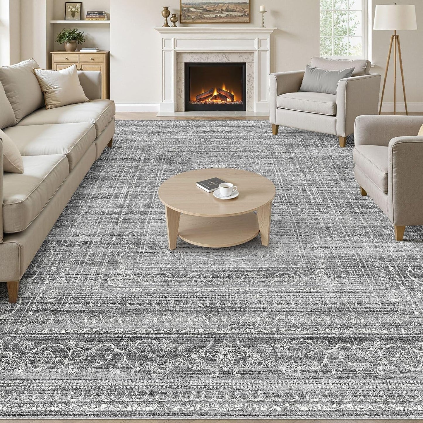 5x7 Area Rugs Living Room: Washable Soft Non-Slip Carpet