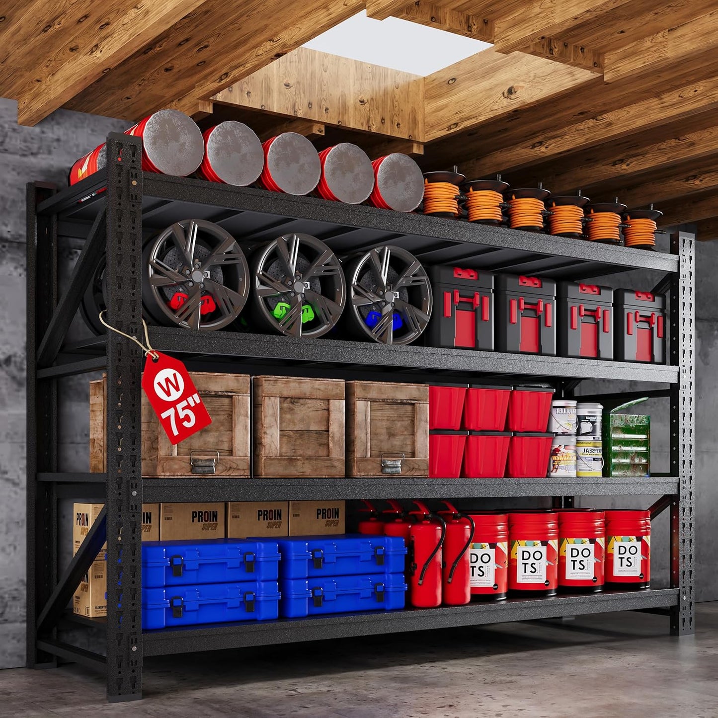 75 W Heavy Duty Metal Garage Shelving Units for Storage