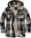 Men's Full Zip Sherpa Lined Flannel Jacket - Warm Hooded Plaid