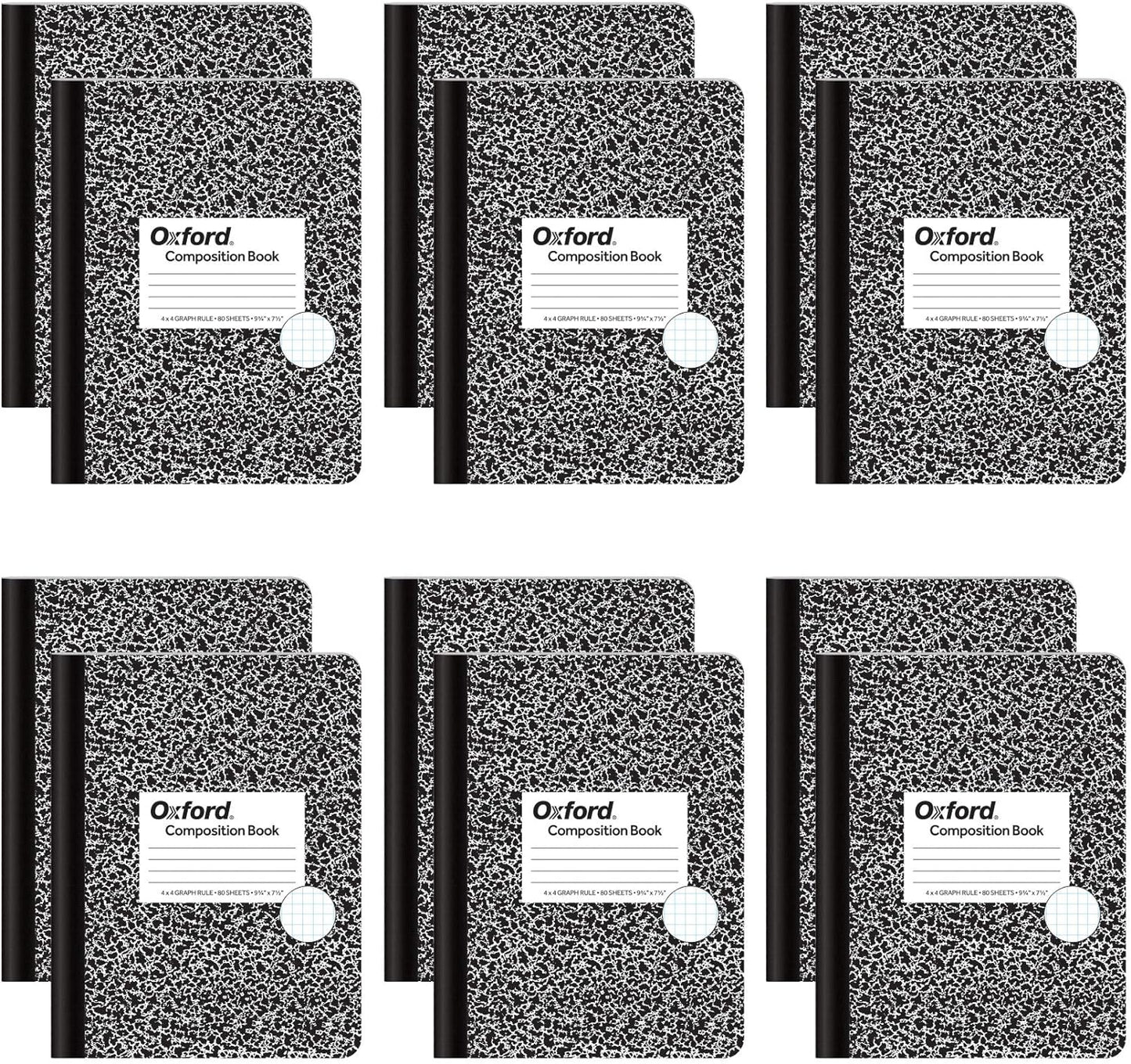 TOPS Oxford Graph Ruled Notebooks, Black Marble Cover, 80 Sheets, Pack of 12 - Organize with Precision!