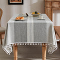 Contrast Linen Rectangle Table Cloth 60x104 in Mid-Stripe Grey