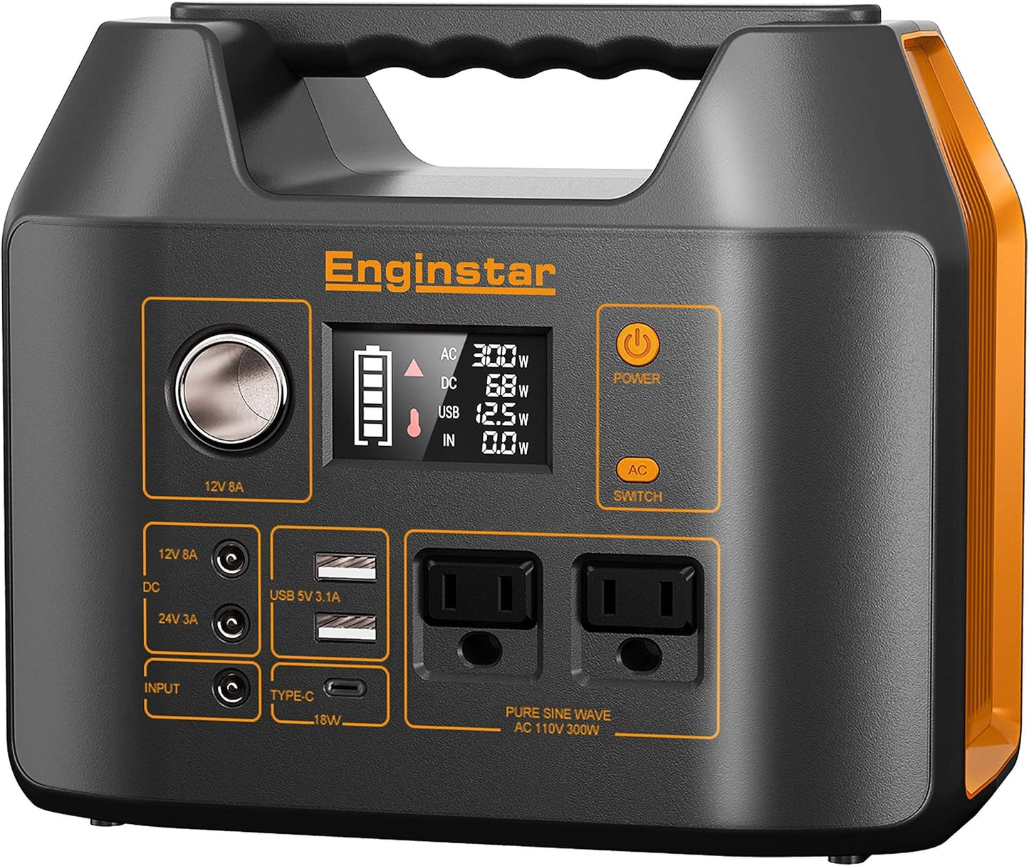Portable Power Station EnginStar 300W Solar Generator for Outdoors