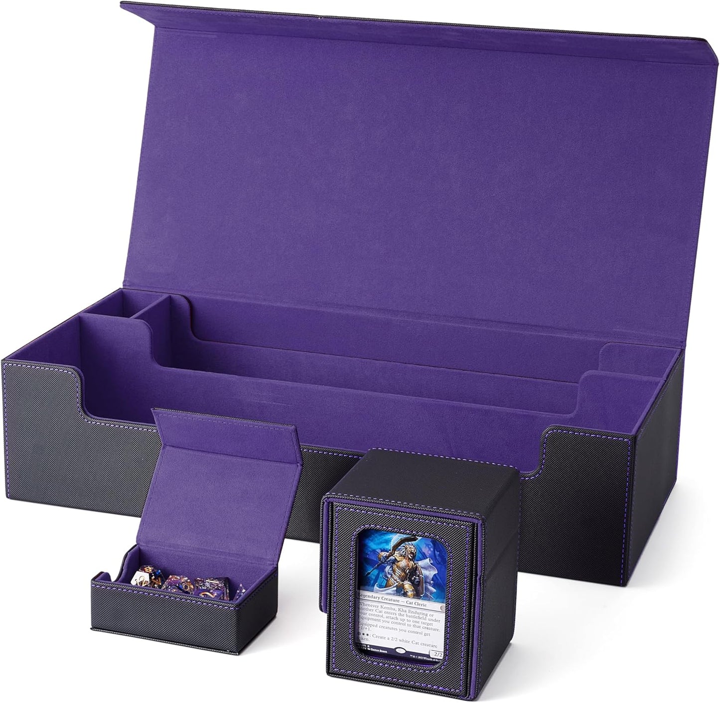 Venssu MTG Deck Box for Card Storage with Playmat and Dice Box